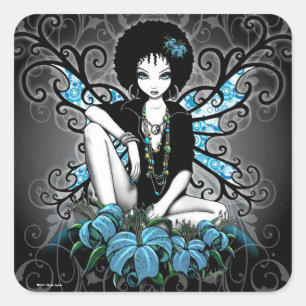 "China" Retro Lily Yin Yang Fairy Art Stickers