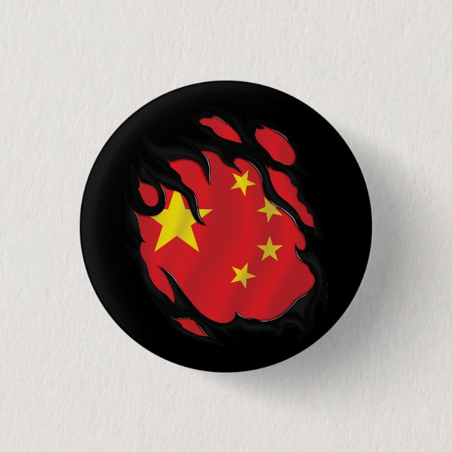 China Ripped Flag Button (Front)