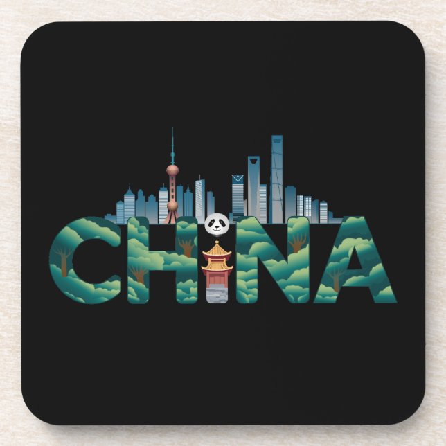 China Shanghai Temple Panda Beverage Coaster (Front)