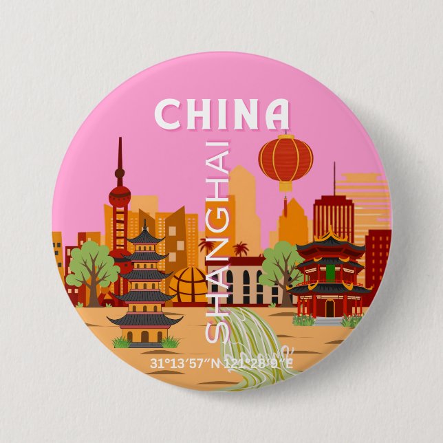 China Shanghai Travel Art Button (Front)