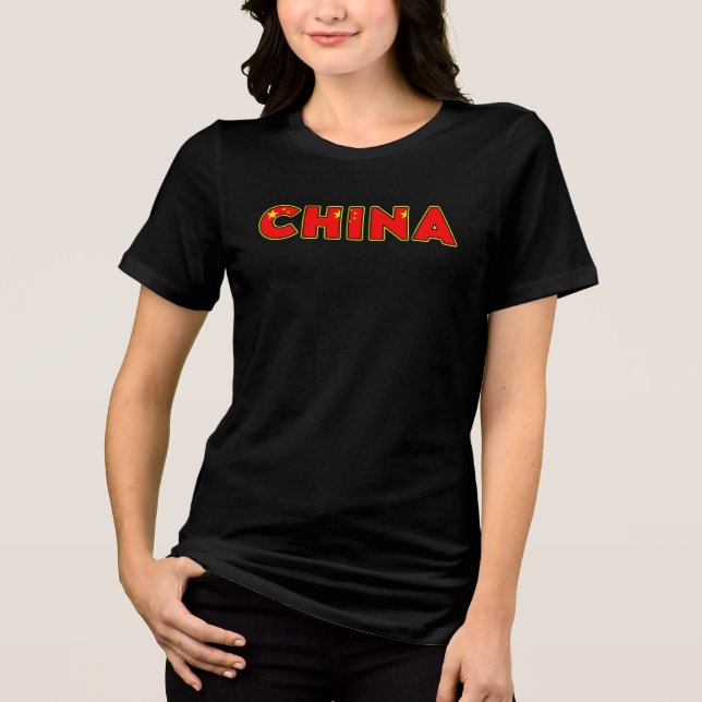 CHINA Special Customizable Black Tourist  Tri-Blend Shirt (Front)