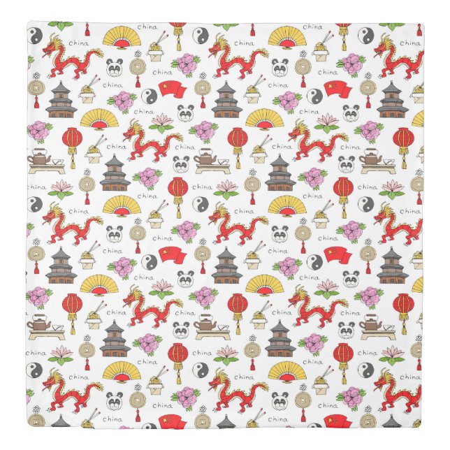 China Symbols Pattern Duvet Cover (Front)