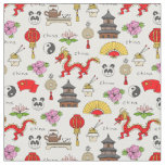 China Symbols Pattern Fabric