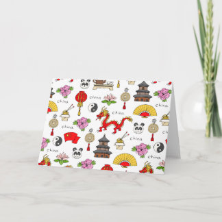 China Symbols Pattern Holiday Card