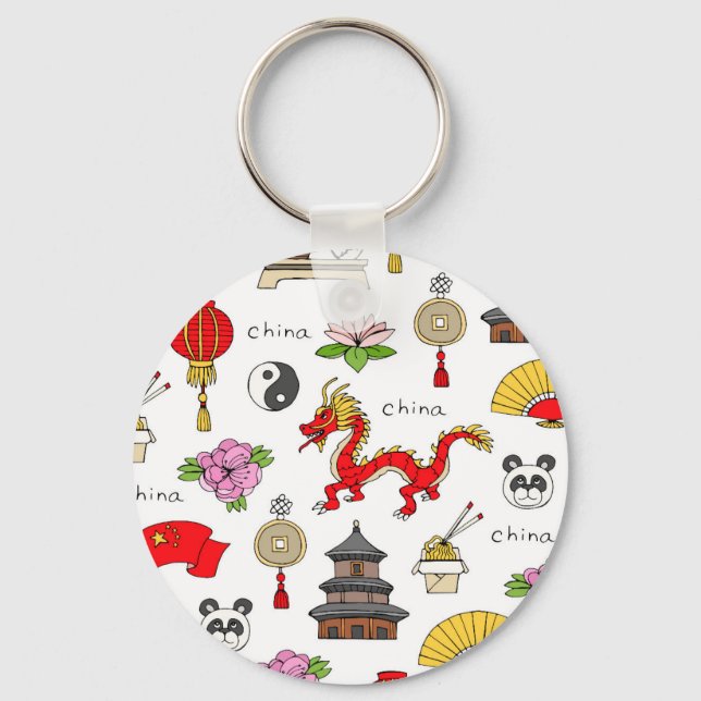 China Symbols Pattern Keychain (Front)