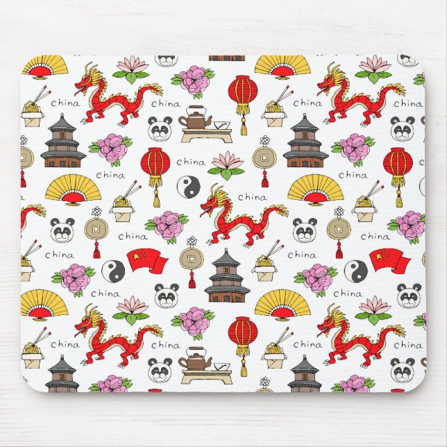 China Symbols Pattern Mouse Pad (Front)