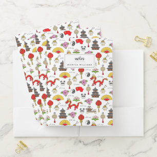 China Symbols Pattern Pocket Folder