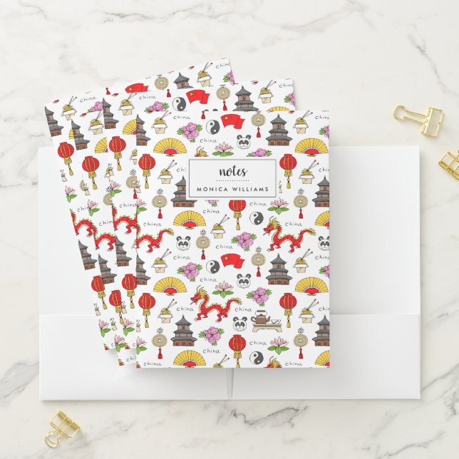 China Symbols Pattern Pocket Folder (In Situ)