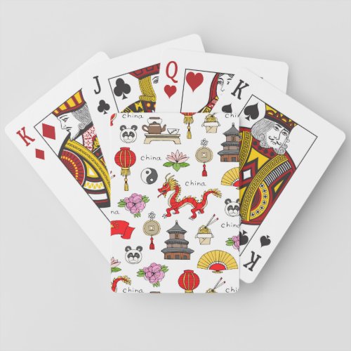 China Symbols Pattern Poker Cards