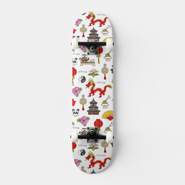 China Symbols Pattern Skateboard Deck (Front)