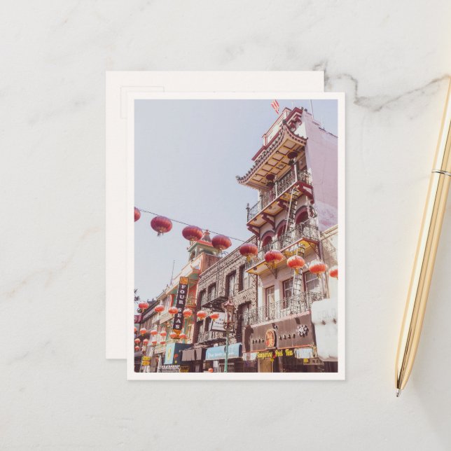 China Town Red Lanterns San Francisco Photo Blank Postcard (Front/Back In Situ)