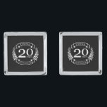 China Traditional wedding anniversary 20 years Cufflinks<br><div class="desc">A design to celebrate 20 years of marriage. This design has a white (china) colored laurel design on a black background. China is the traditional gift for this occasion. The text reads china 20 years anniversary. A romantic design to celebrate your 20th year of marriage. If you would like any...</div>
