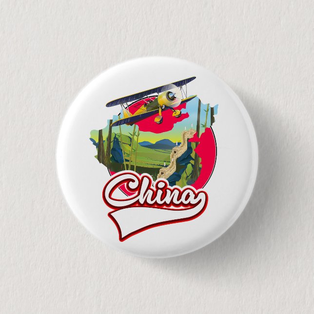 China Travel map logo Button (Front)