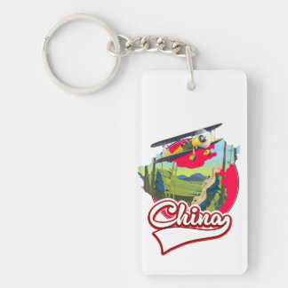 China Travel map logo Keychain