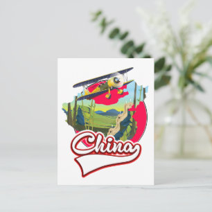 China Travel map logo Postcard