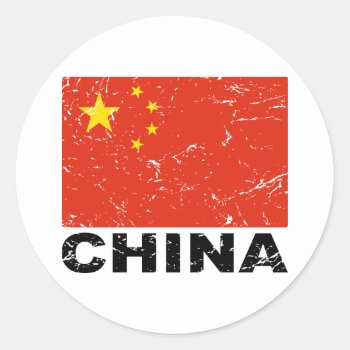 China Vintage Flag Classic Round Sticker by allworldtees at Zazzle