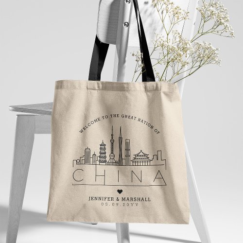 China Wedding  Stylized Skyline Tote Bag