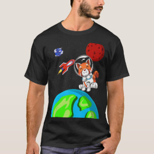 China Zoo Animal Outer Space Rocket Astronaut Red T-Shirt