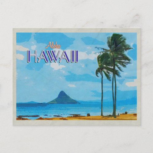 Chinamans Hat Hawaii Vintage Travel  Poster Postcard