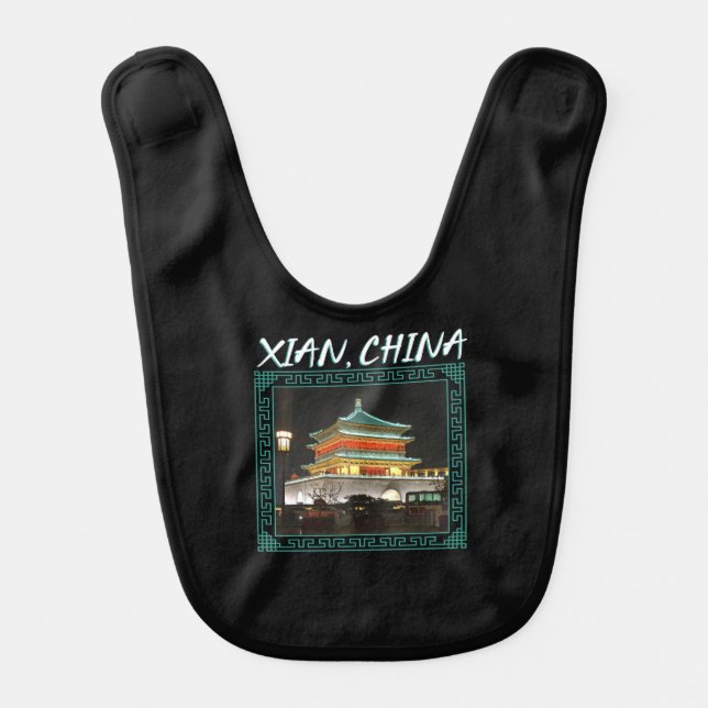 China's Ancient Xian Bell Tower Baby Bib (Front)