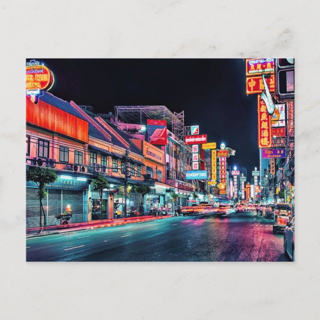 Chinatown by night postcard (Front)