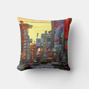 Chinatown in Bangkok Thailand - Altered Photo Throw Pillow