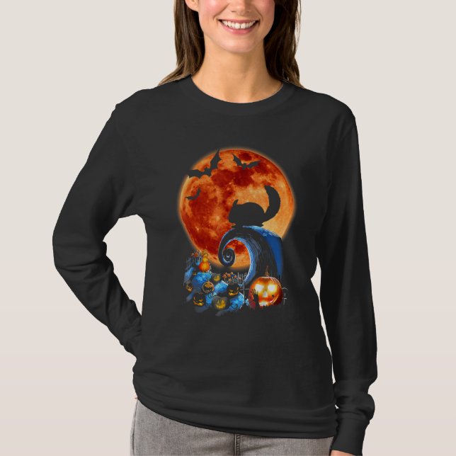 Chinchilla And Moon Halloween Costume Silhouette T-Shirt (Front)