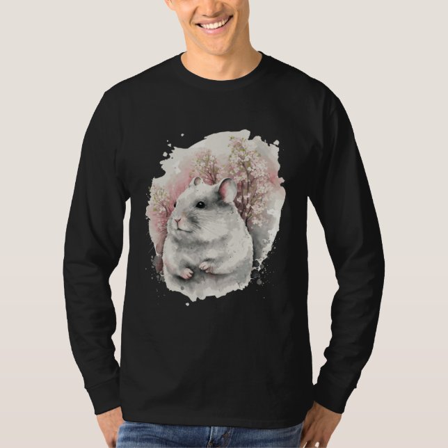 Chinchilla Cherry Blossom Japanese Sakura Watercol T-Shirt (Front)
