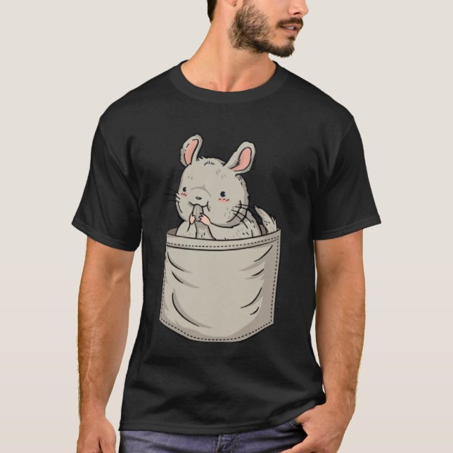 Chinchilla Chest Pocket Long Tail Chinchilla T-Shirt (Front)