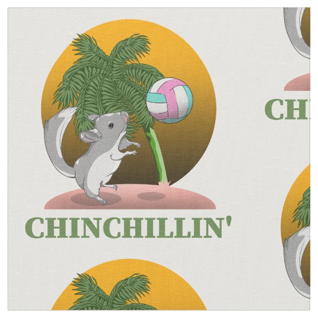 Chinchilla Chinchillin' Tropcial Beach Fabric (Close Up)
