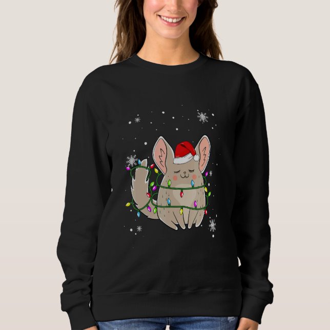 Chinchilla Christmas Lights Led  Santa Hat Christm Sweatshirt (Front)