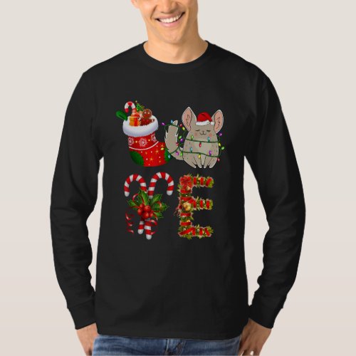 Chinchilla Christmas Lights Led Santa Hat Christma T_Shirt