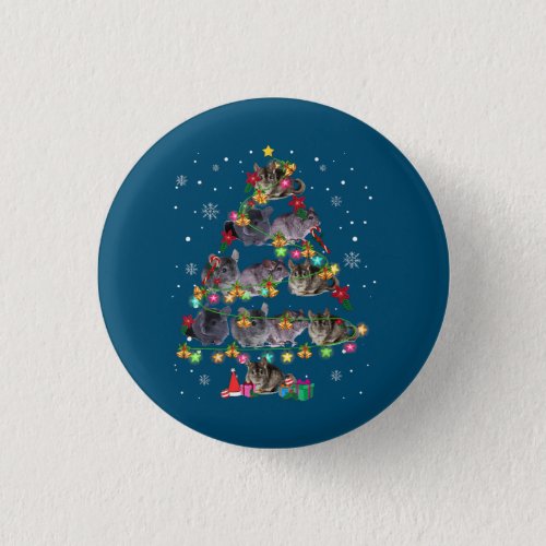 Chinchilla Christmas Tree Funny Rodents Lover Xmas Button