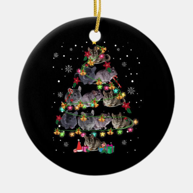 Chinchilla Christmas Tree Funny Rodents Lover Xmas Ceramic Ornament (Front)