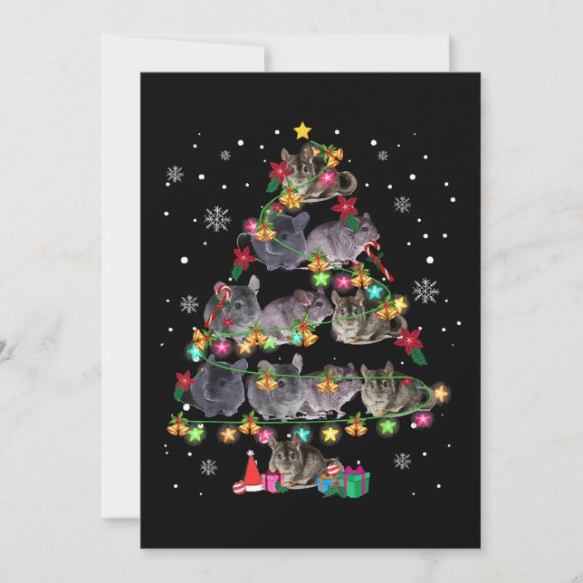 Chinchilla Christmas Tree Funny Rodents Lover Xmas Holiday Card (Front)