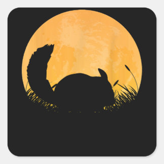 Chinchilla Easy Halloween Outfit Rodent Moon Square Sticker