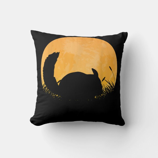 Chinchilla Easy Halloween Outfit Rodent Moon Throw Pillow (Front)