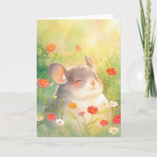 Chinchilla Floral Oasis Card (Front)