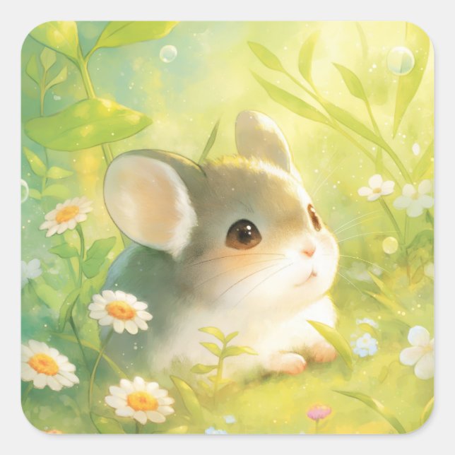 Chinchilla Garden Wonderland Square Sticker (Front)