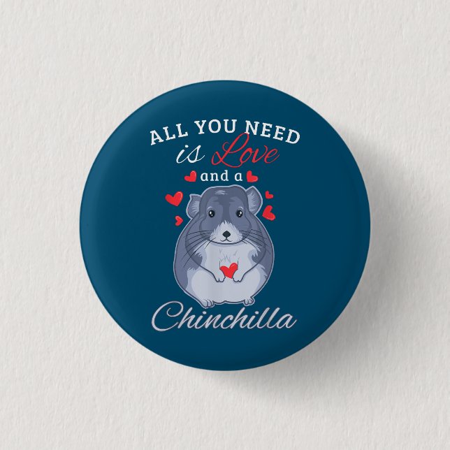 Chinchilla Gift Funny Cute Pet Animal Lover Owner Button (Front)