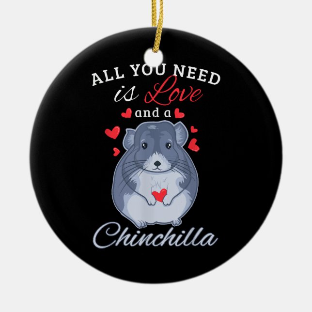 Chinchilla Gift Funny Cute Pet Animal Lover Owner Ceramic Ornament (Front)