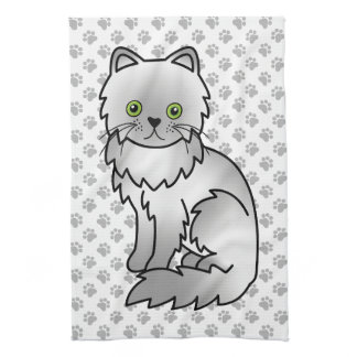 Chinchilla Gray Persian Cute Cartoon Cat Drawing Kitchen Towel