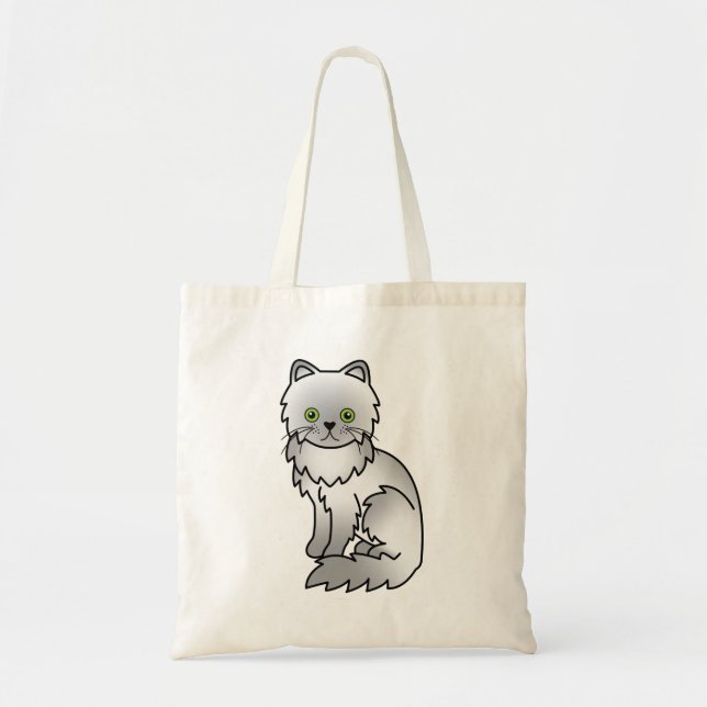Chinchilla Gray Persian Cute Cartoon Cat Drawing Tote Bag (Front)