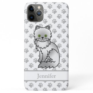 Chinchilla Gray Persian Cute Cartoon Cat &amp; Name iPhone 11 Pro Max Case