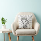 Chinchilla Gray Persian Cute Cartoon Cat & Paws Throw Pillow (Chair)