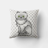 Chinchilla Gray Persian Cute Cartoon Cat & Paws Throw Pillow (Back)