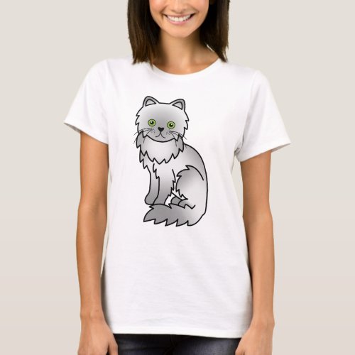 Chinchilla Gray Persian Cute Cartoon Cat T_Shirt