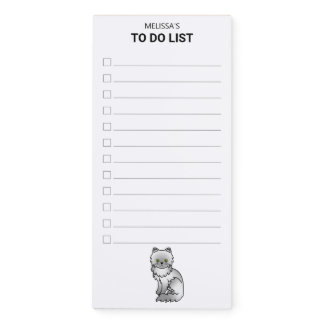 Chinchilla Gray Persian Cute Cat To Do List &amp; Name Magnetic Notepad
