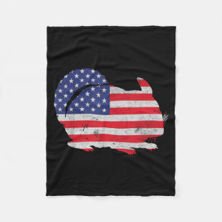 Chinchilla Independence Day Patriotic USA Flag 4th Fleece Blanket