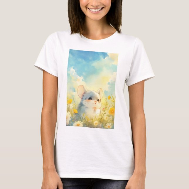 Chinchilla Joyful Glimpse of Wildflowers T-Shirt (Front)